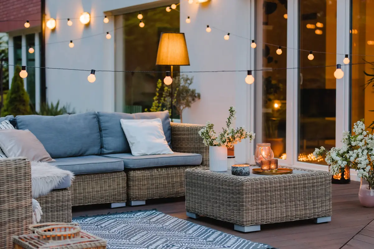 Custom casita interior — open layout living area